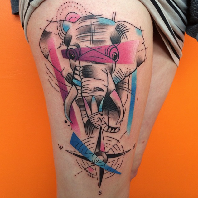 Abstract Elephant Tattoo by Dane Grannon @ Creative Vandals 