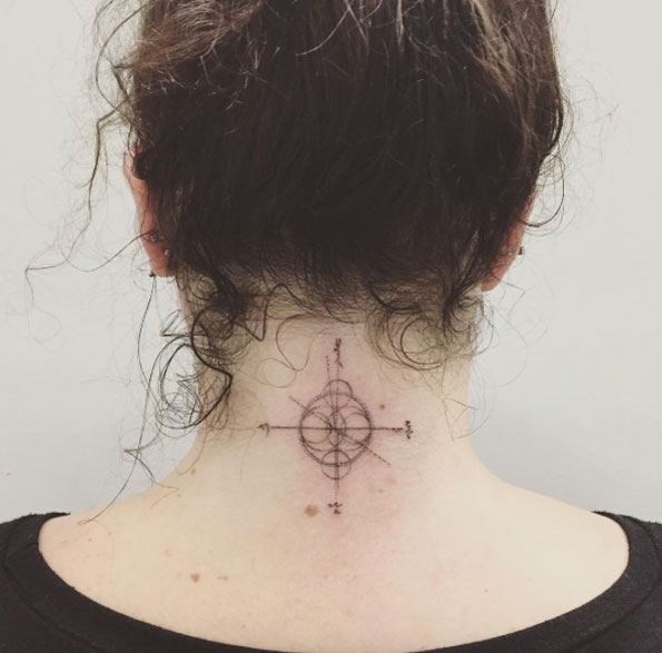  Back Neck Tattoos For Women - TattooBlend Pocket Compass Tattoo