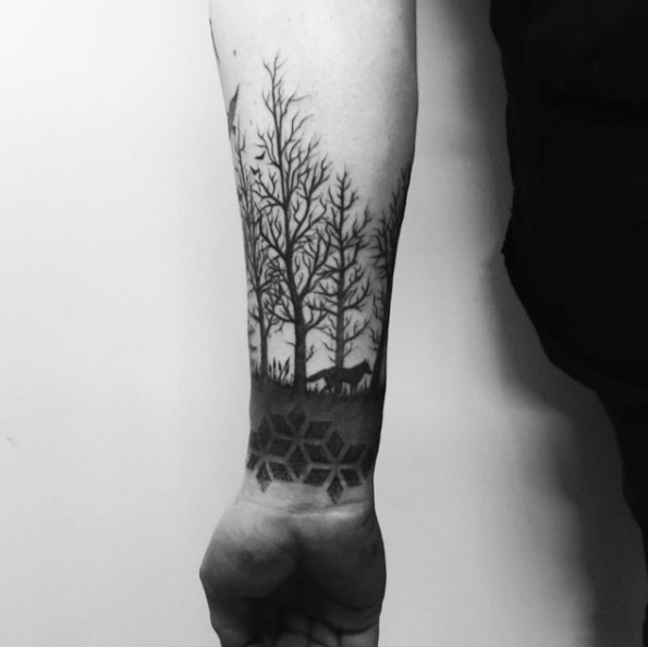 Forearm Tree Line Tattoo