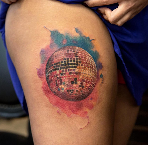 Disco ball tattoo by Joice Wang