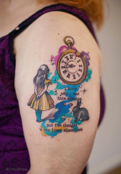 alice in wonderland pocket watch tattoo