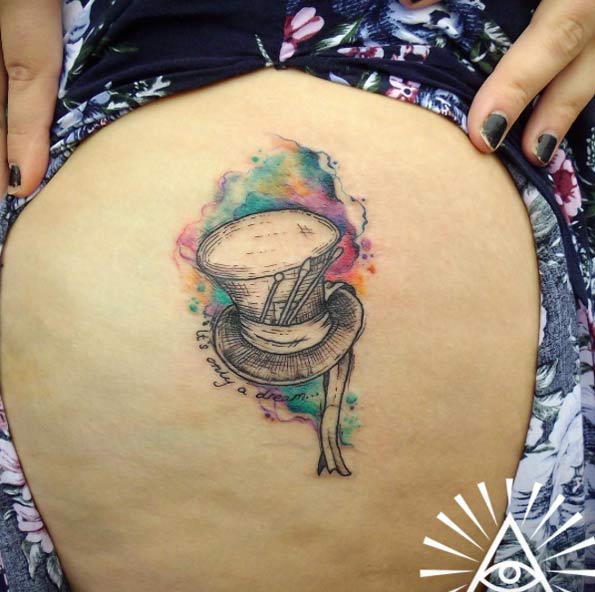 Watercolor Alice in Wonderland Tattoo by Cynthia Sobraty