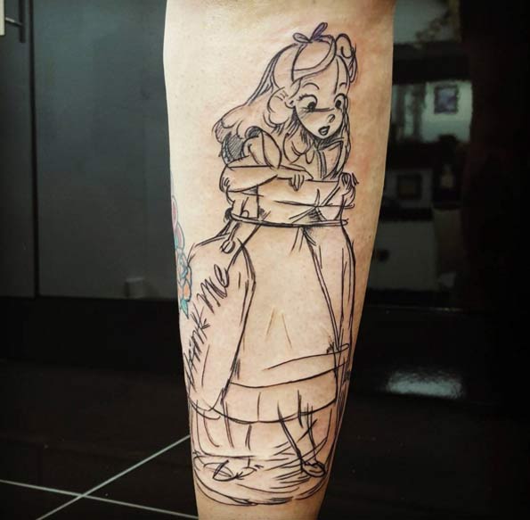 Alice in Wonderland Sketch Style Tat by Terry