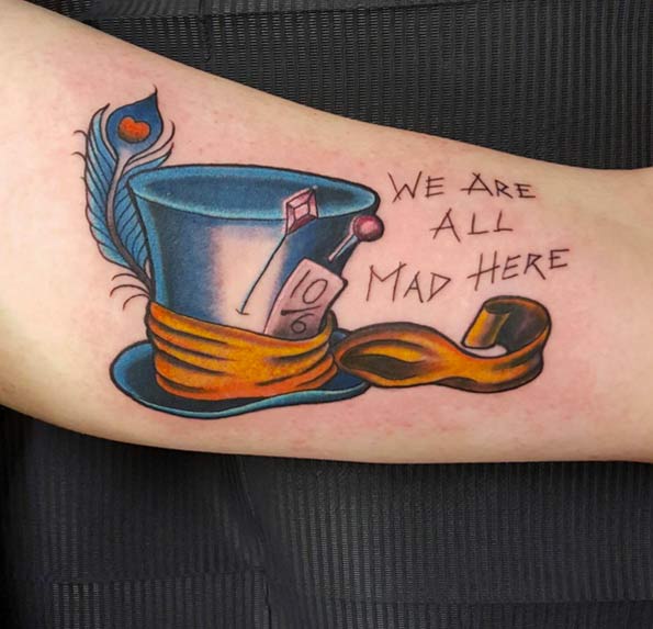 We're All Mad Here Tattoo by Iain Strannigan