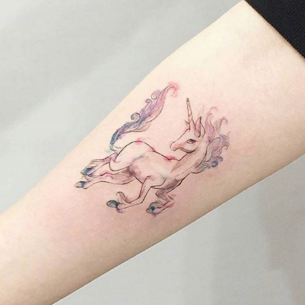 Playful Unicorn Tattoo Design