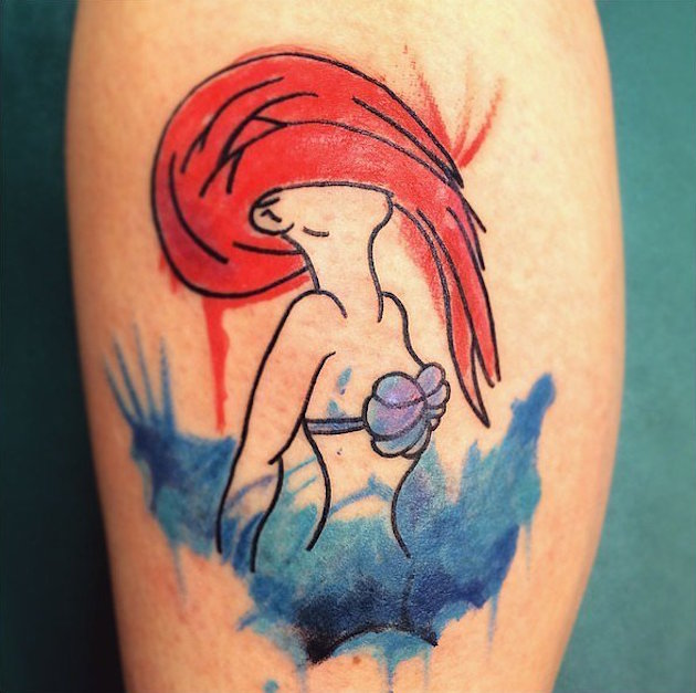 Watercolor-Ariel-little-mermaid-tattoo