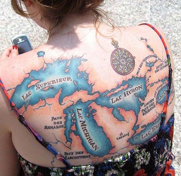 State of Michigan cartography tattoo