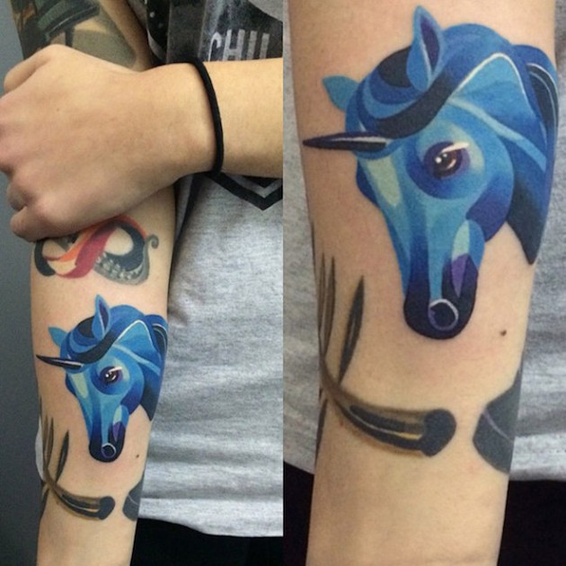 blue-unicorn-tattoo-design