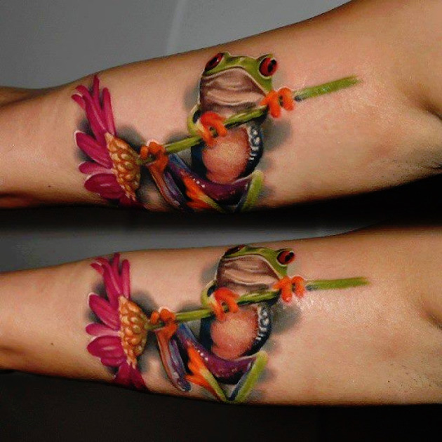 frog-flower-tattoo