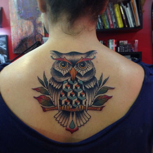 geometric-owl-tattoo-on-back