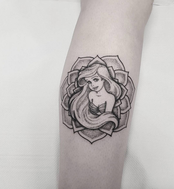 Ariel dotwork mandala tattoo by Jules Mandala