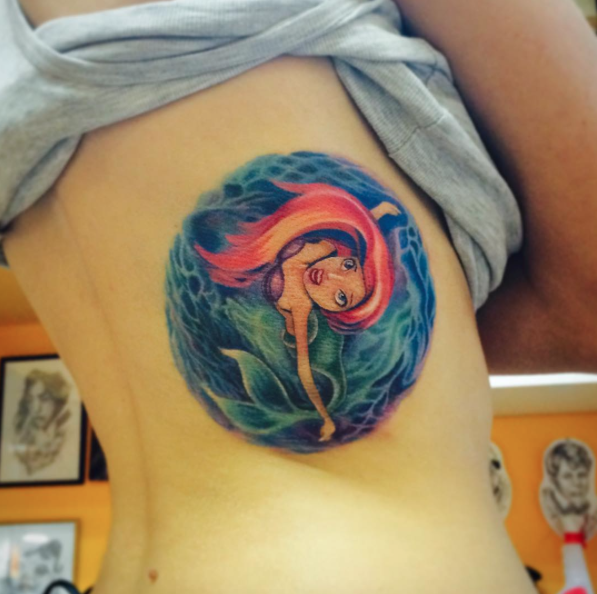 Circular Little Mermaid tattoo by Svetlana Liubchenko