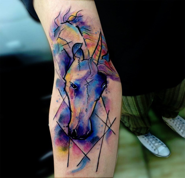 rainbow-watercolor-unicorn-tattoo
