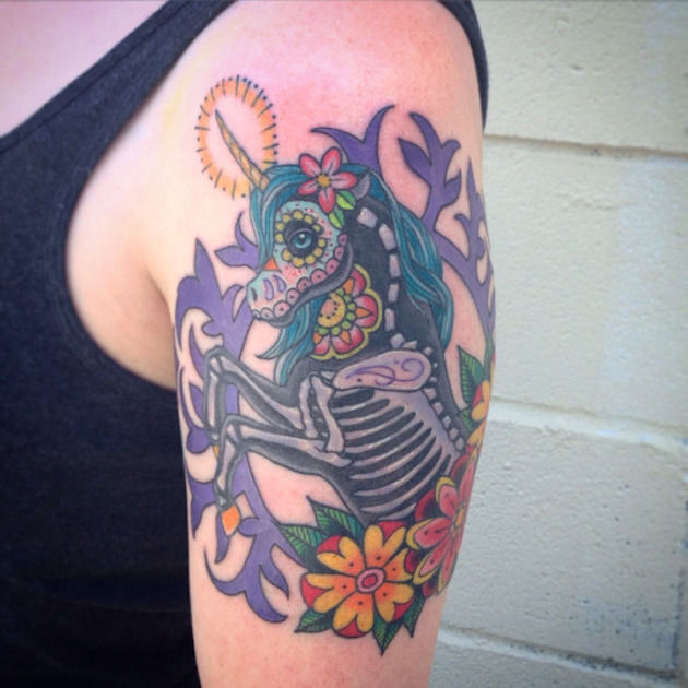 skeleton-unicorn-tattoo