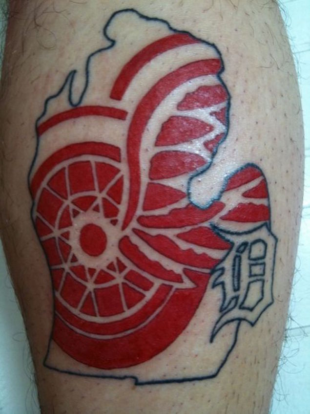 State of Michigan Red Wings Tattoo