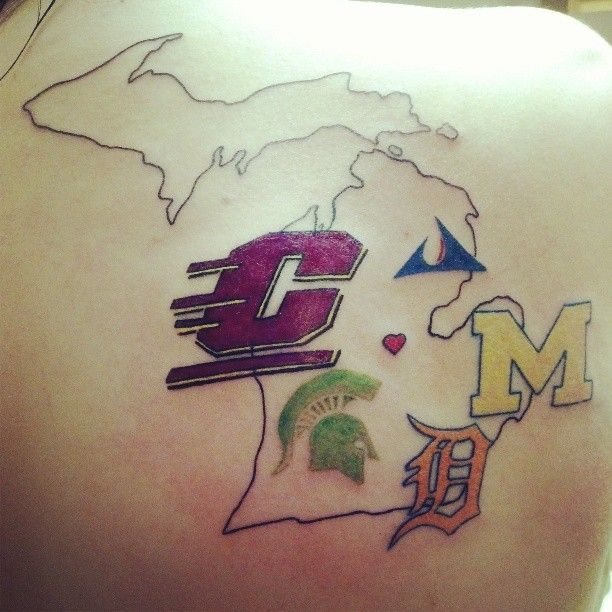 State of Michigan Sports Teams Tattoo