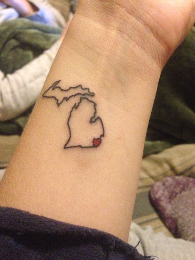 State of Michigan Wrist Tattoo
