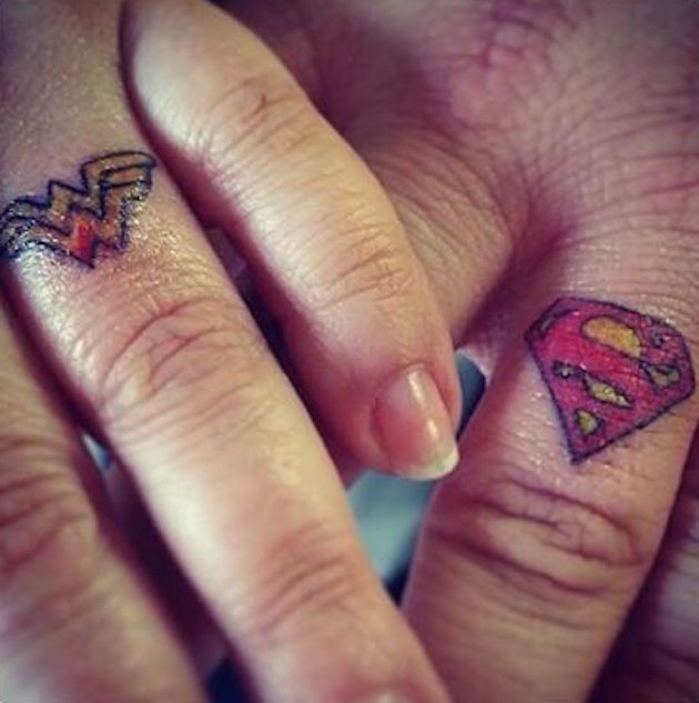 superman-wonderwoman-wedding-ring-tattoo