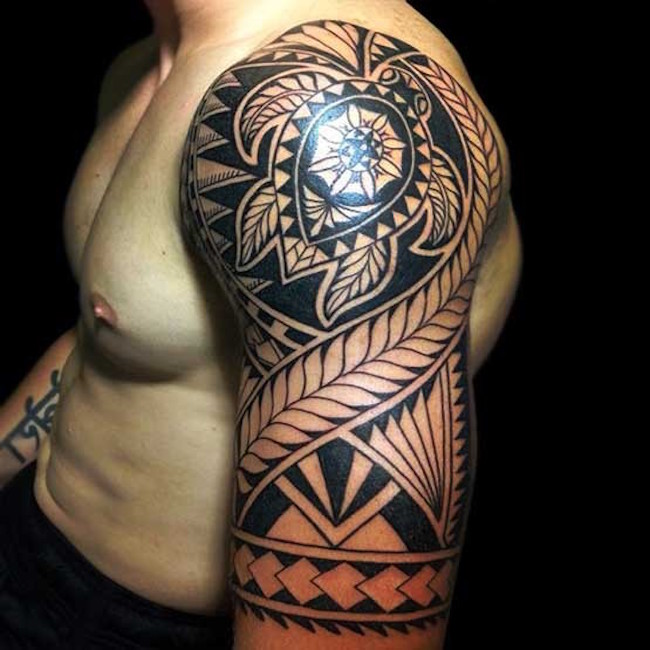 tribal-turtle-tattoo-sleeve