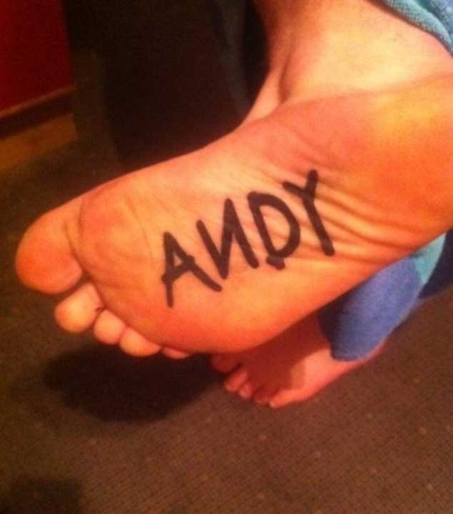 Andy Bottom foot tattoo