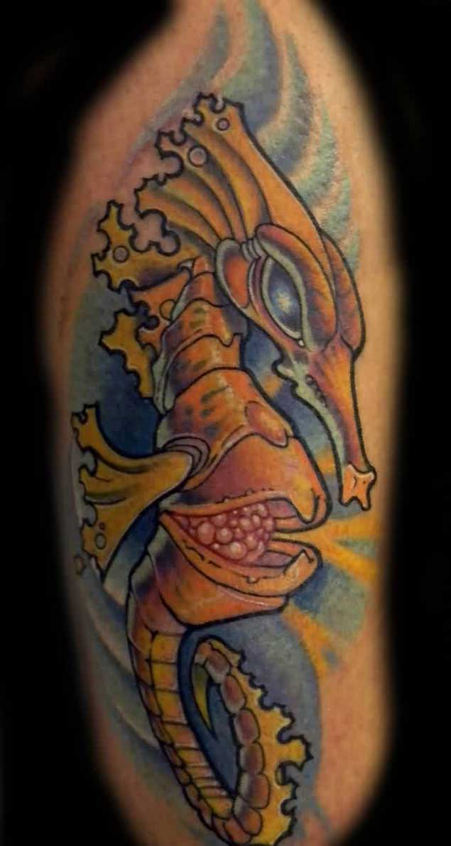 Creepy Seahorse Tattoo