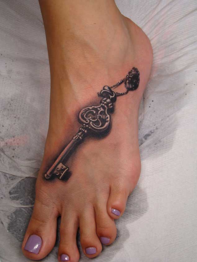 Skeleton Key Foot Tattoo