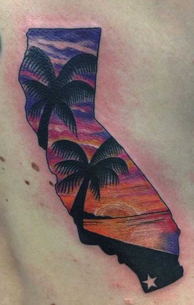 Sunset State of California Tattoo