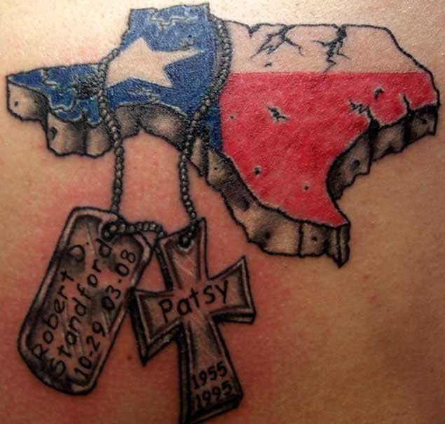 Texas State tattoo pride.