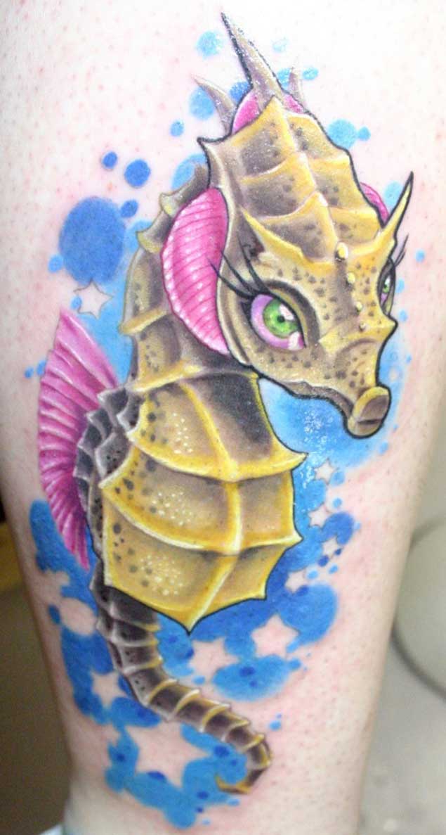 Stunning Example of Seahorse Tattoo