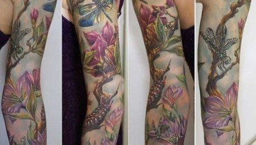 Awesome Floral Sleeve Tattoo