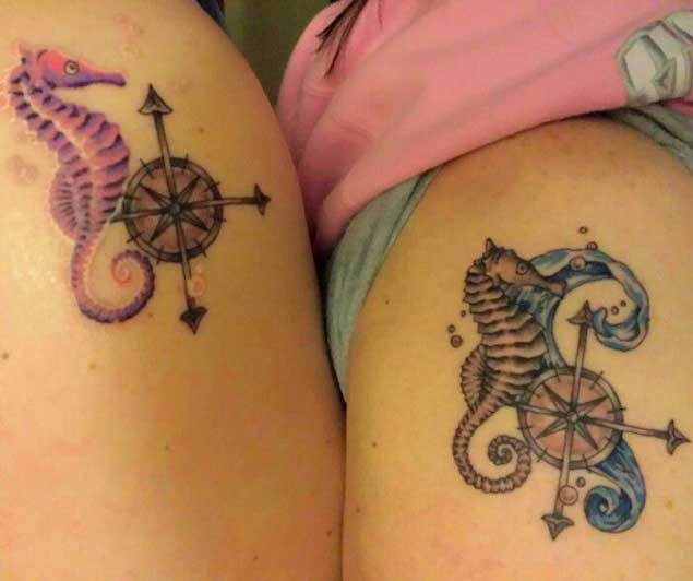 Best Friends Matching Seahorse Tattoos