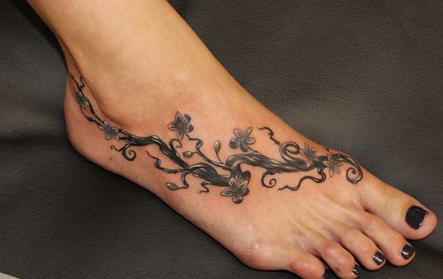 Winding Branch Tattoo on Foot