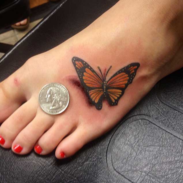 Amazing Butterfly Tattoo on Foot