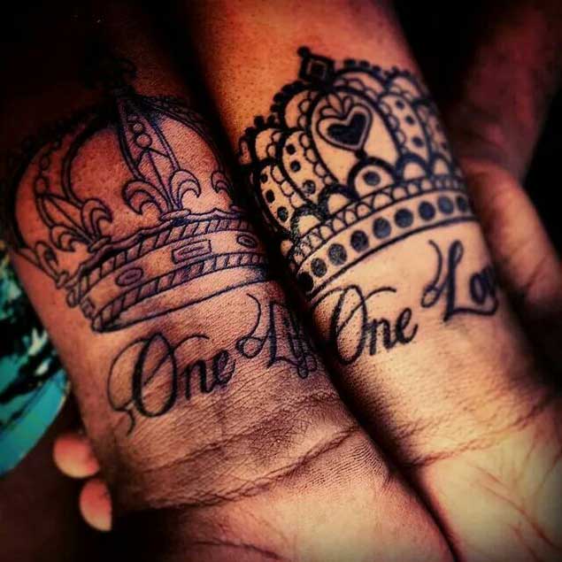 Cool King and Queen Couple Tattoos