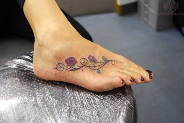 Flower Tattoos on Foot