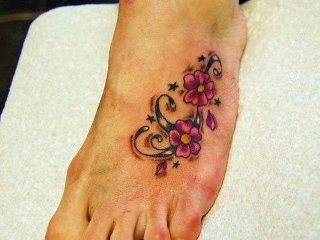 Flower Tattoo on Foot