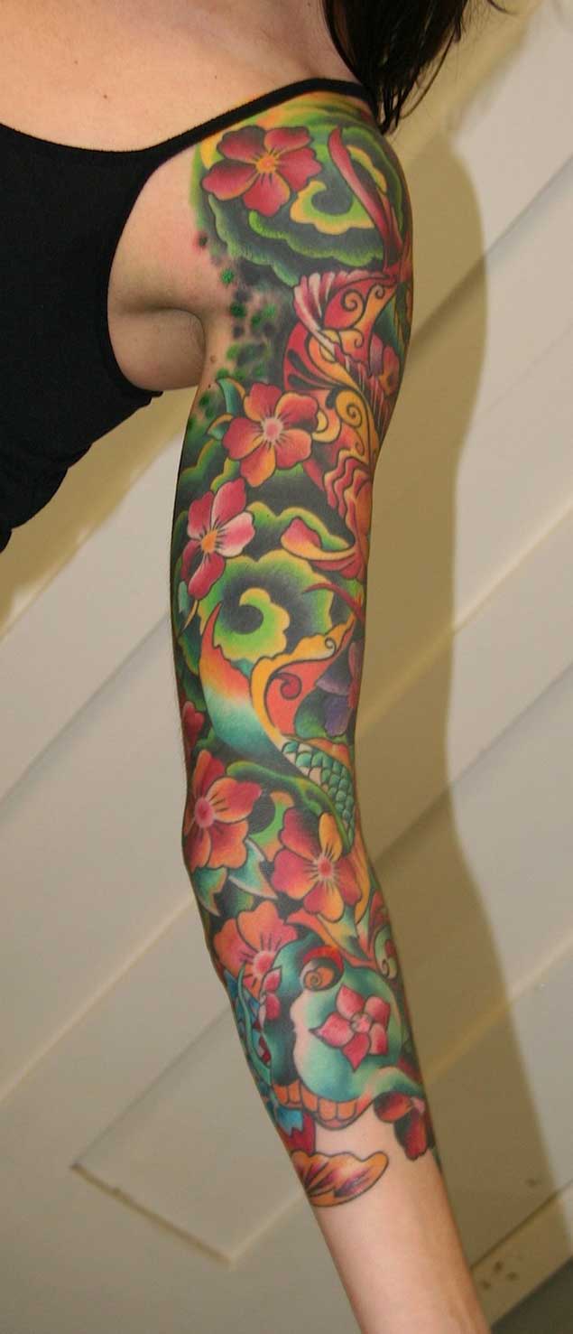 30 Fabulous Floral Sleeve Tattoos for Women - TattooBlend