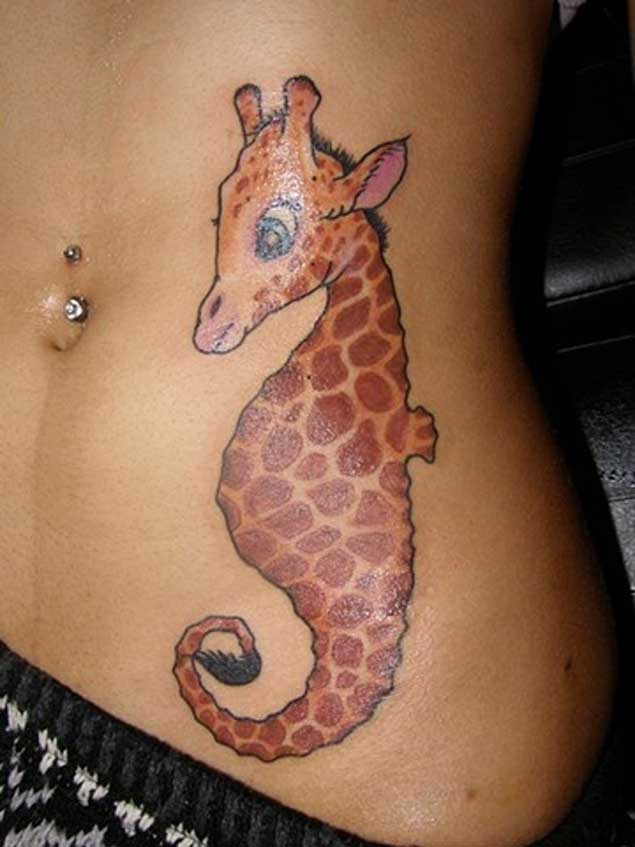 Creative Giraffe Seahorse Tattoo