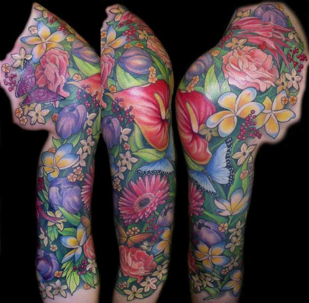 Upper sleeve floral tattoo