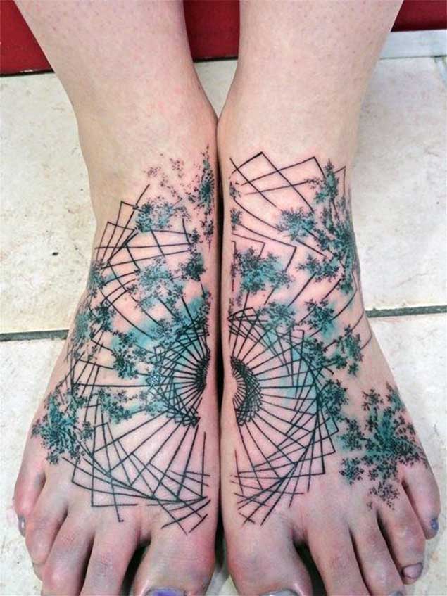 Beautiful Geometric Tattoo on Feet