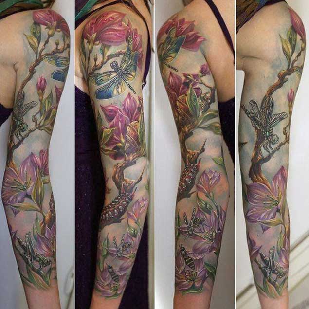 Epic Floral Sleeve Tattoo