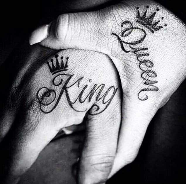 matching king and queen finger tattoos