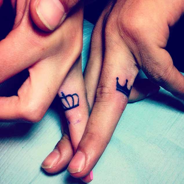 Cute Finger Couple Tattoos