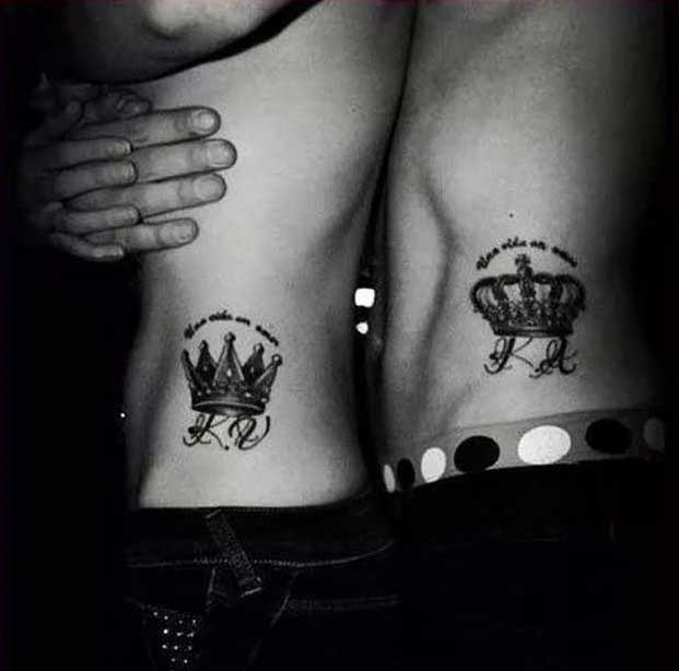 King and Queen Initial Tattoos