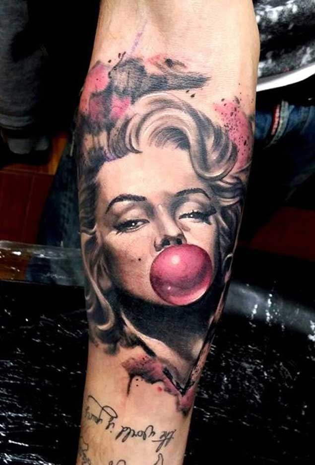 Marilyn Monroe Bubble Gum Tattoo
