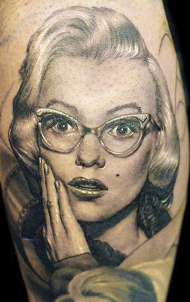 Marilyn Monroe In Glasses Tattoo