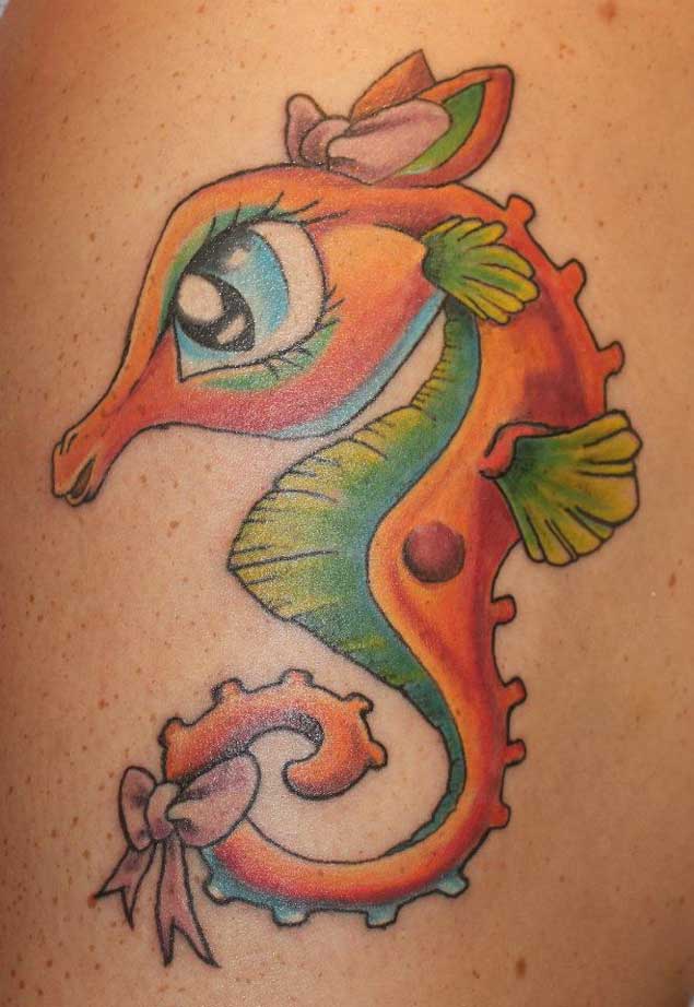 Cartoon Style Seahorse Tattoo
