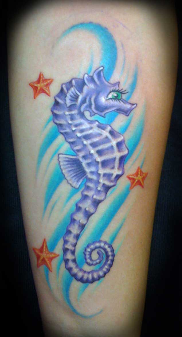 Purple Seahorse Tattoo