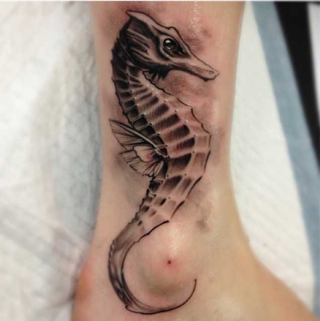 Seahorse Ankle Tattoo