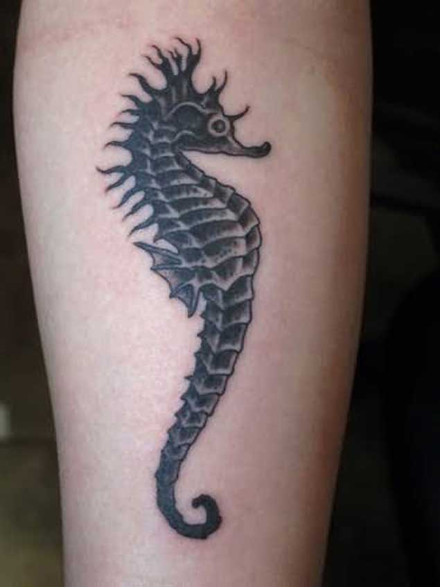 Black & White Seahorse Tattoo